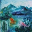 Les montagnes bleues 80x80 - Françoise Laine